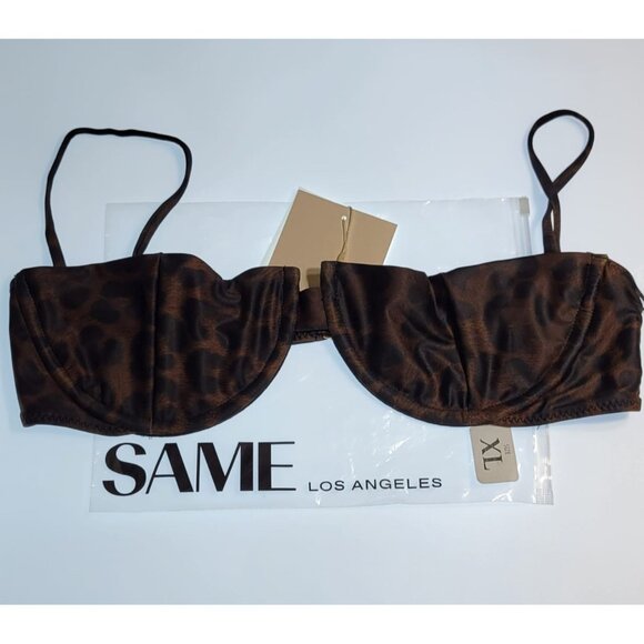 SAME Los Angeles Leopard Underwire Bikini Top Size XL Brown Animal Print - Picture 3 of 7